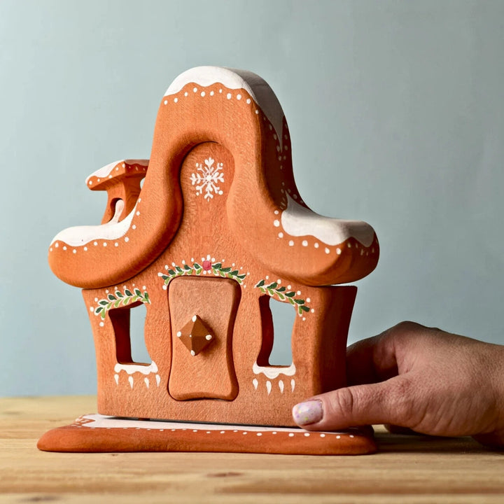 Handcrafted BumbuToys Wooden Gingerbread House for Small World Play from Australia