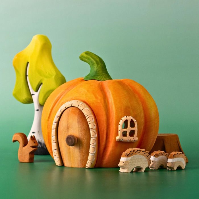BumbuToys Wooden House - Pumpkin for Small World Play from Australia