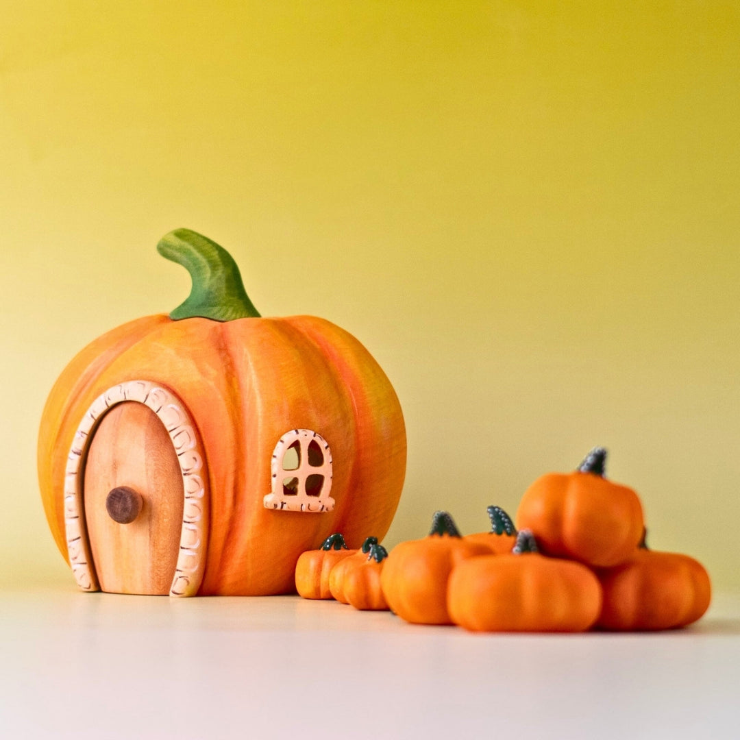 BumbuToys Wooden House - Pumpkin for Small World Play from Australia