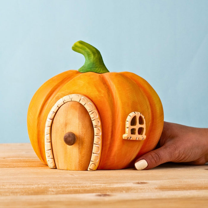 BumbuToys Wooden House - Pumpkin for Small World Play from Australia