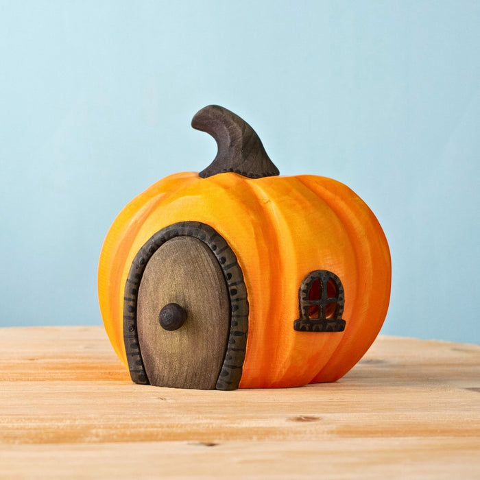 BumbuToys Wooden House - Pumpkin - Halloween for Small World Play from Australia
