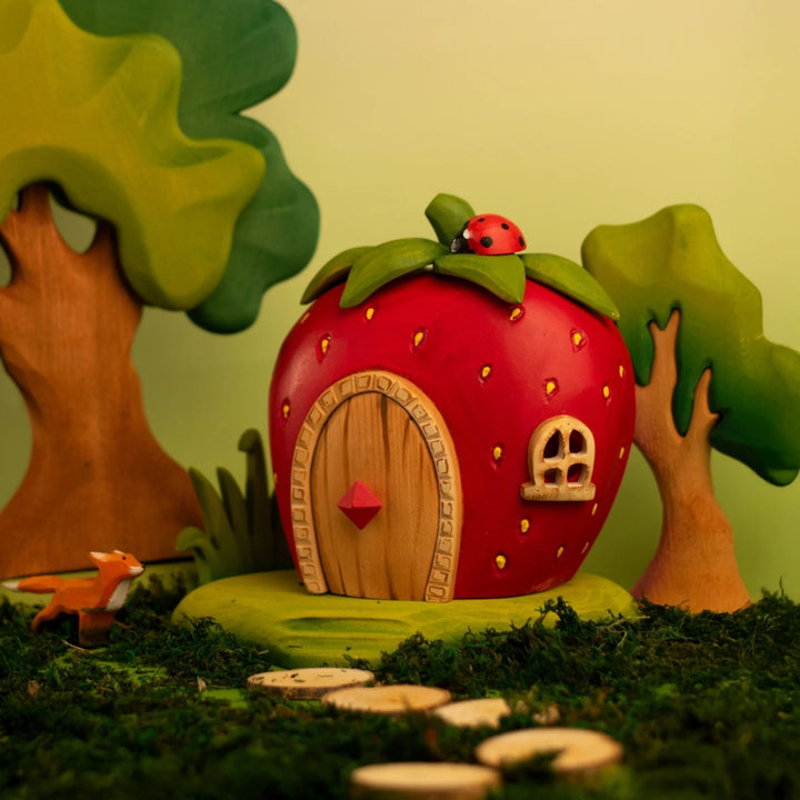 BumbuToys Wooden House - Strawberry for Small World Play - Online, Australia