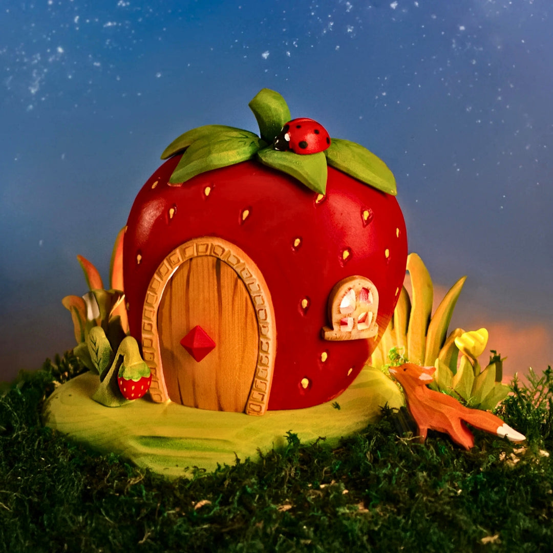 BumbuToys Wooden House - Strawberry for Small World Play - Online, Australia