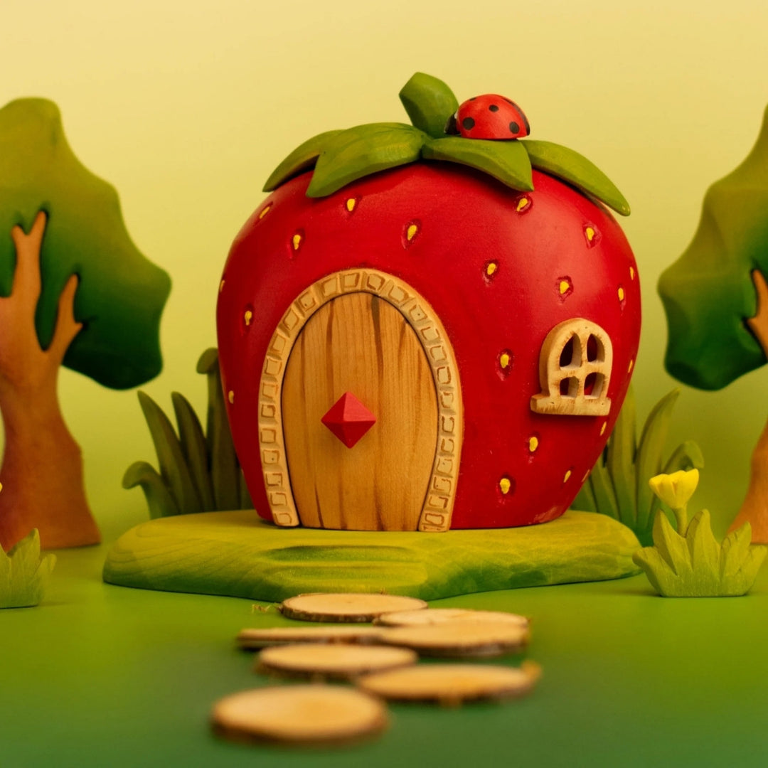 BumbuToys Wooden House - Strawberry for Small World Play - Online, Australia