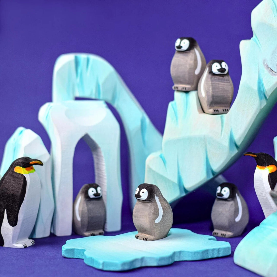 BumbuToys Handcrafted Wooden Arctic Landscape Ice Floe from Australia in a small-world play setting