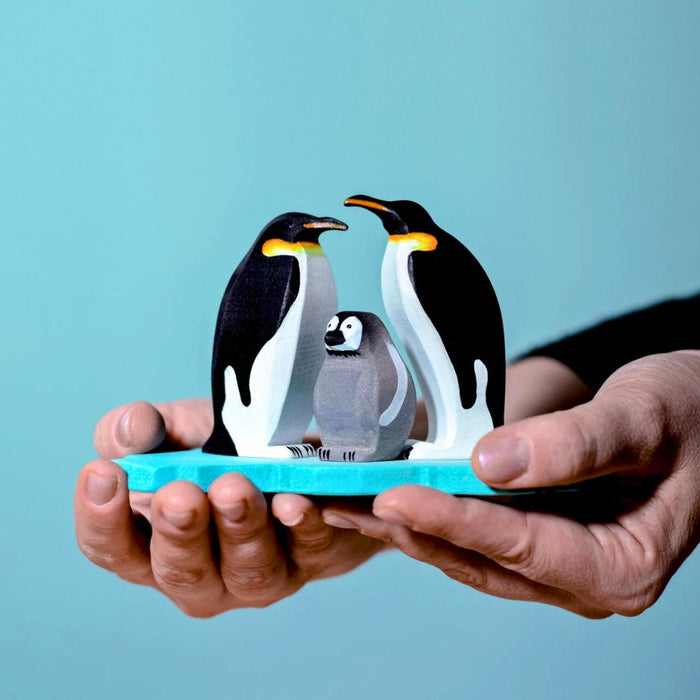 BumbuToys Handcrafted Wooden Arctic Landscape Ice Floe from Australia in a small-world play setting