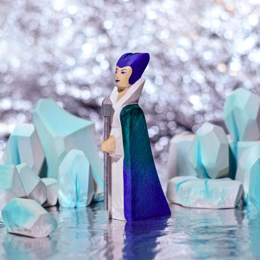 BumbuToys Handcrafted Wooden Landscape Icy Rocks Set of 5 from Australia in a small-world play setting