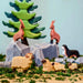 BumbuToys Handcrafted Wooden Landscape River Rocks from Australia in a small-world play setting