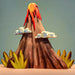 BumbuToys Handcrafted Wooden Figure Landscape Volcano, Lava, and Clouds Set of 5 from Australia in a small-world play setting