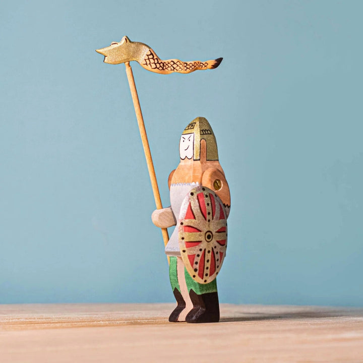 BumbuToys Wooden Medieval Figure - Dacian Knight, Spear & Shield - Set of 3 for Small World Play from Australia