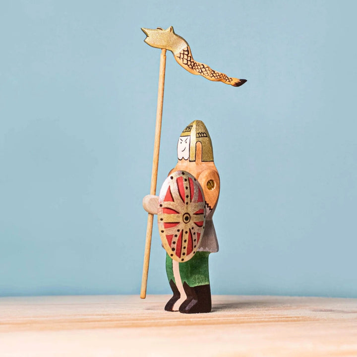 BumbuToys Wooden Medieval Figure - Dacian Knight, Spear & Shield - Set of 3 for Small World Play from Australia