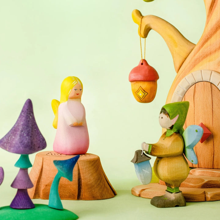BumbuToys Wooden Mythical Creature - Fairy - Pink for Small World Play - Online, Australia