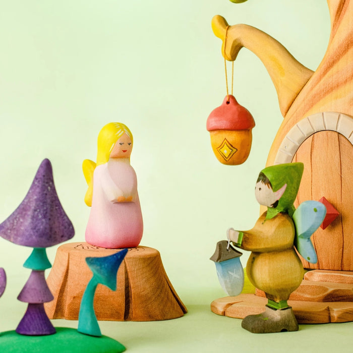 BumbuToys Wooden Mythical Creature - Fairy - Pink for Small World Play - Online, Australia