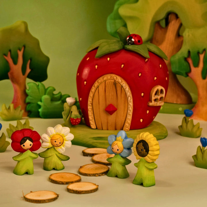 BumbuToys Wooden Mythical Creature - Flower Child - Forget-Me-Not for Small World Play - Online, Australia