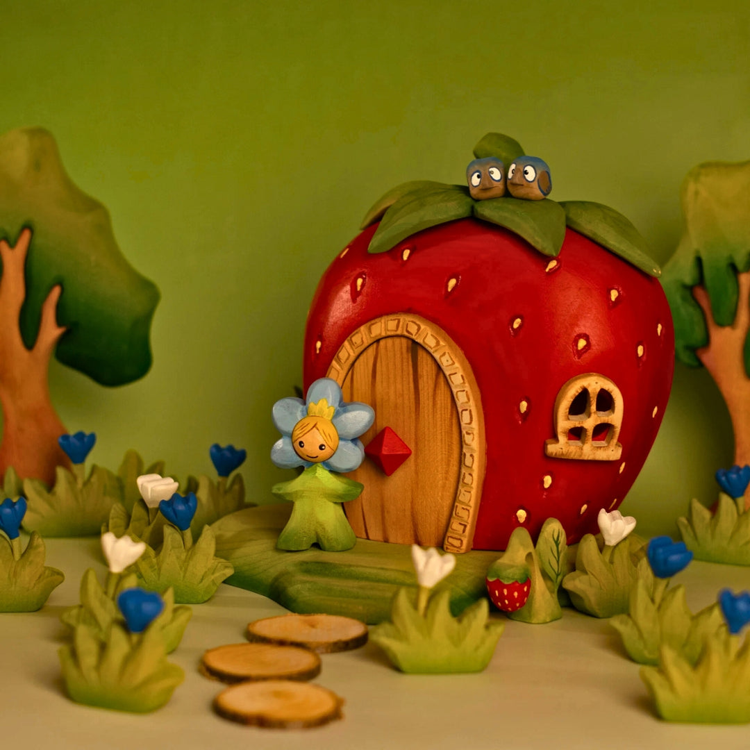 BumbuToys Wooden Mythical Creature - Flower Child - Forget-Me-Not for Small World Play - Online, Australia
