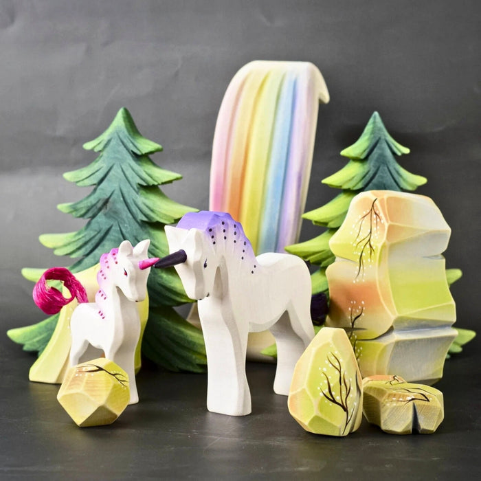 BumbuToys Wooden Mythical Creature - Unicorn - Pastel for Small World Play from Australia