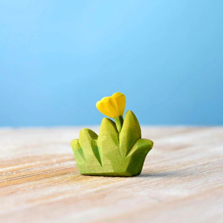 BumbuToys Handcrafted Wooden Plant Figure Small Grass with Yellow Flowers  from Australia