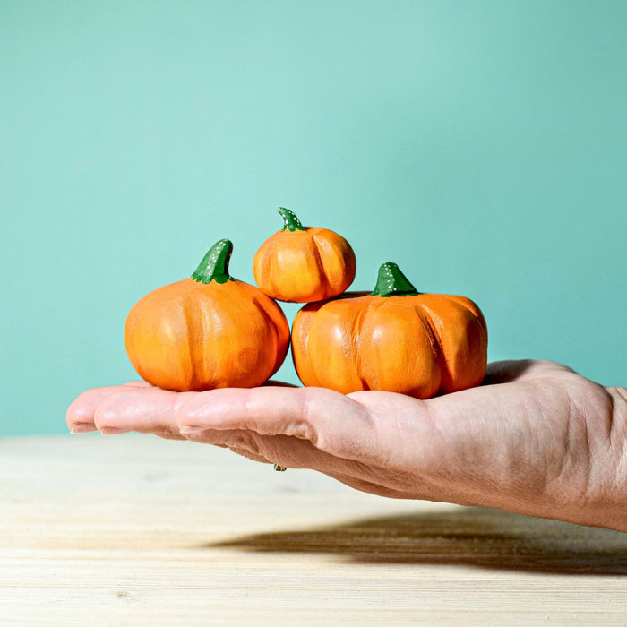 BumbuToys Handcrafted Wooden Plant Figures Pumpkins Set of 3 from Australia