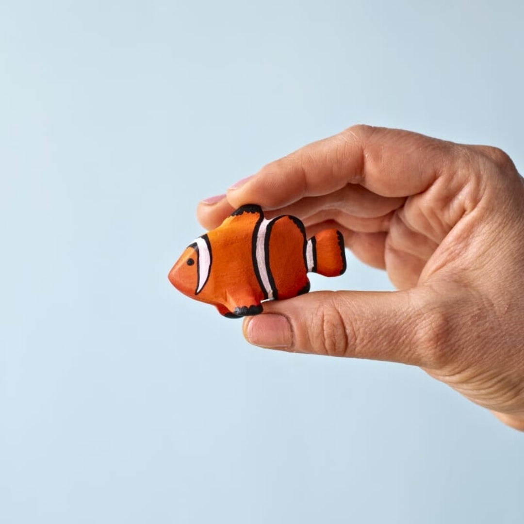 BumbuToys Wooden Sea Animal - Clown Fish for Small World Play from Australia