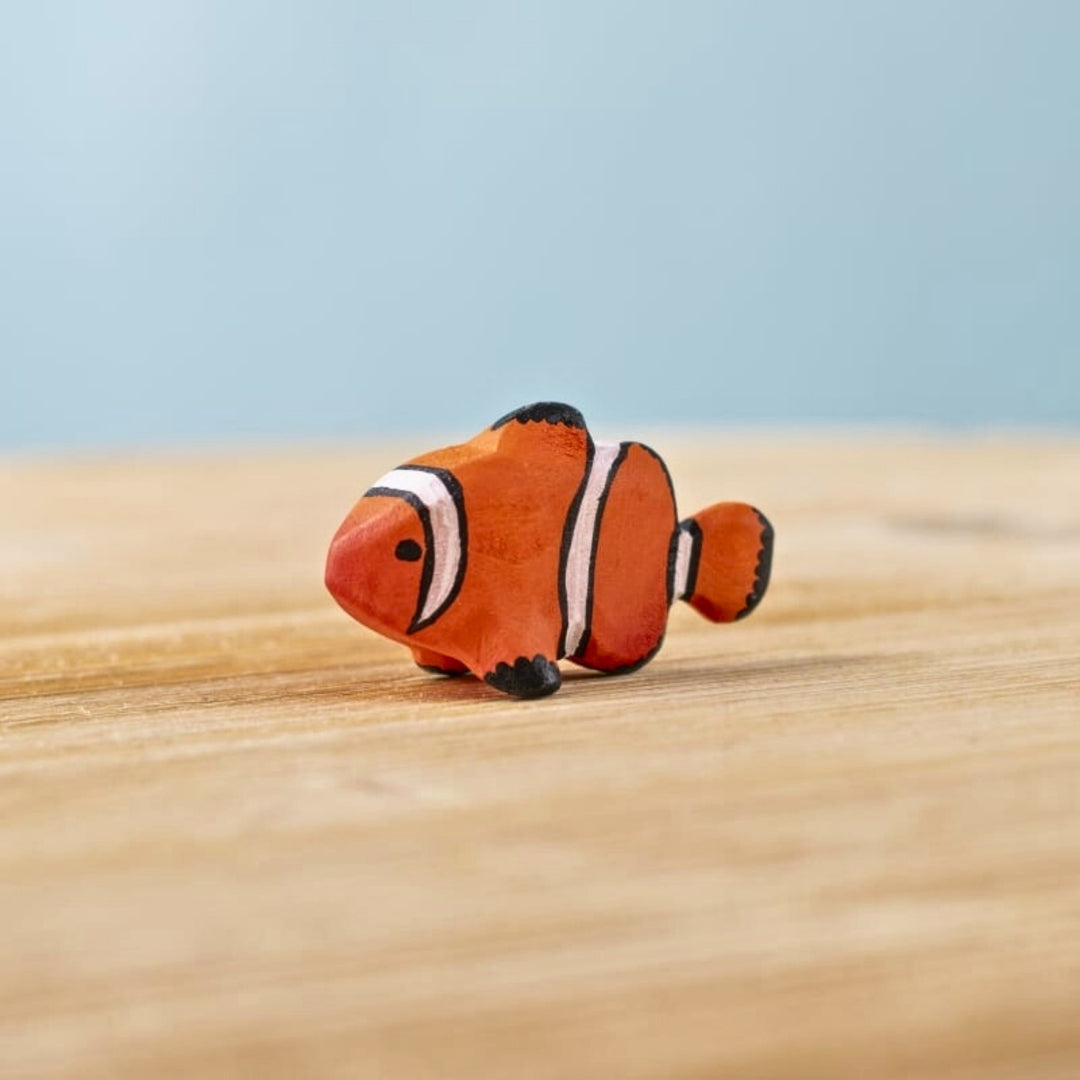 BumbuToys Wooden Sea Animal - Clown Fish for Small World Play from Australia