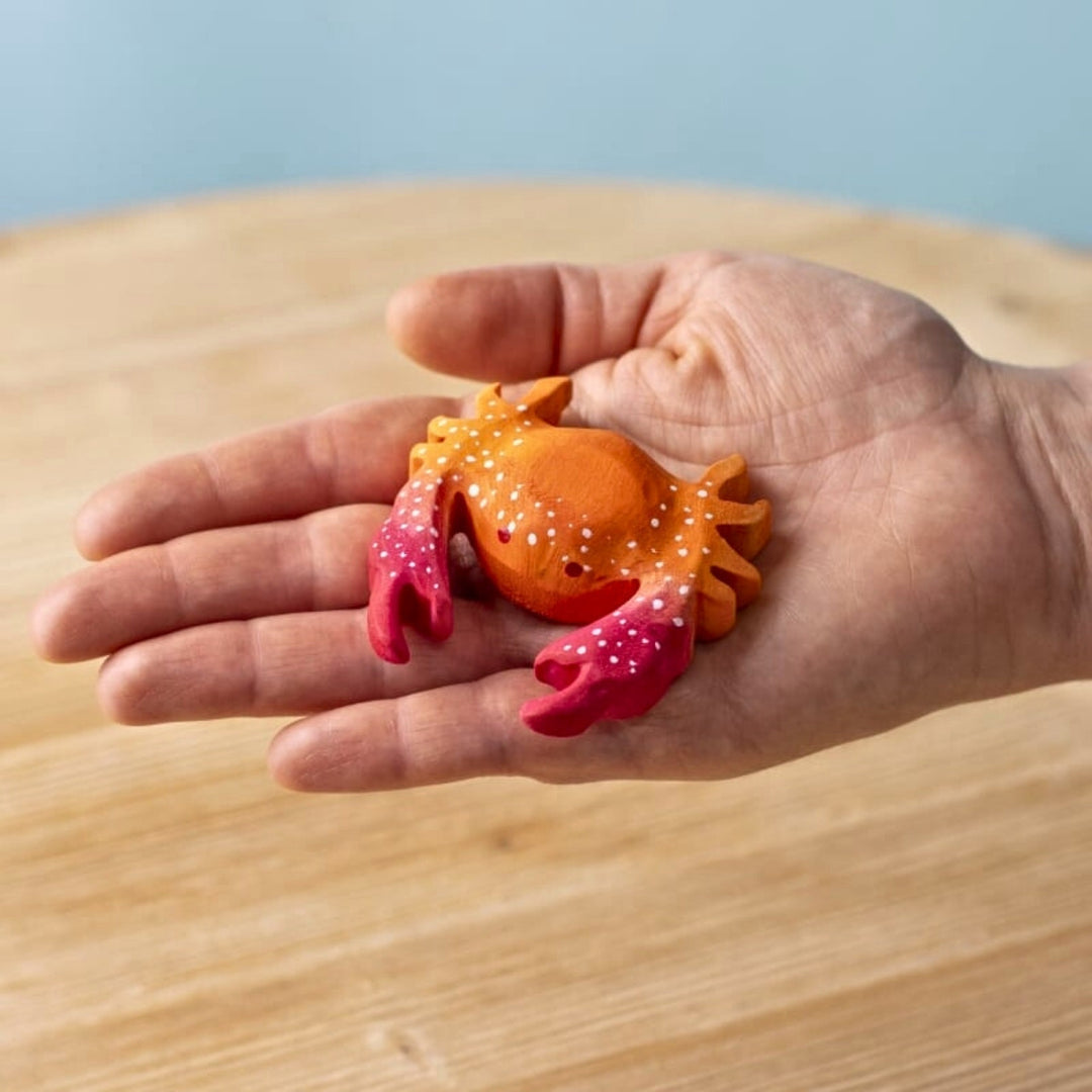 BumbuToys Wooden Sea Animal - Red Crab for Small World Play from Australia
