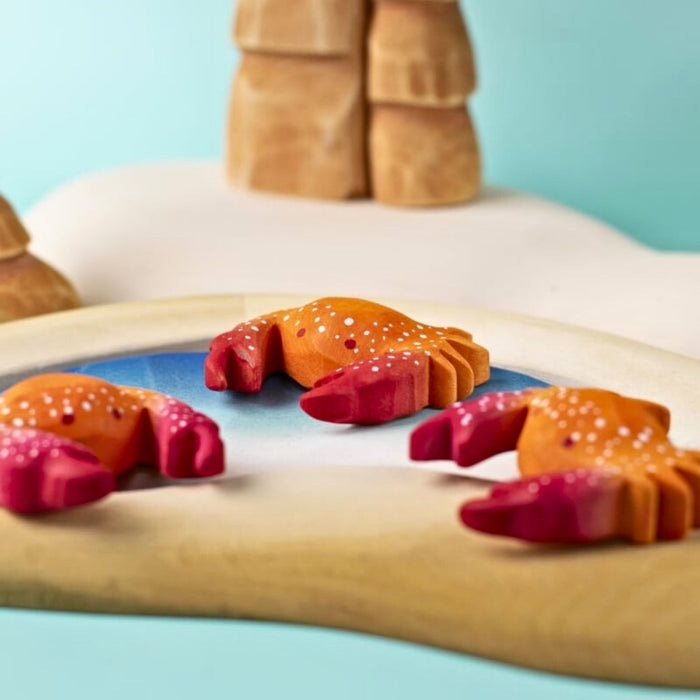 BumbuToys Wooden Sea Animal - Red Crab for Small World Play from Australia