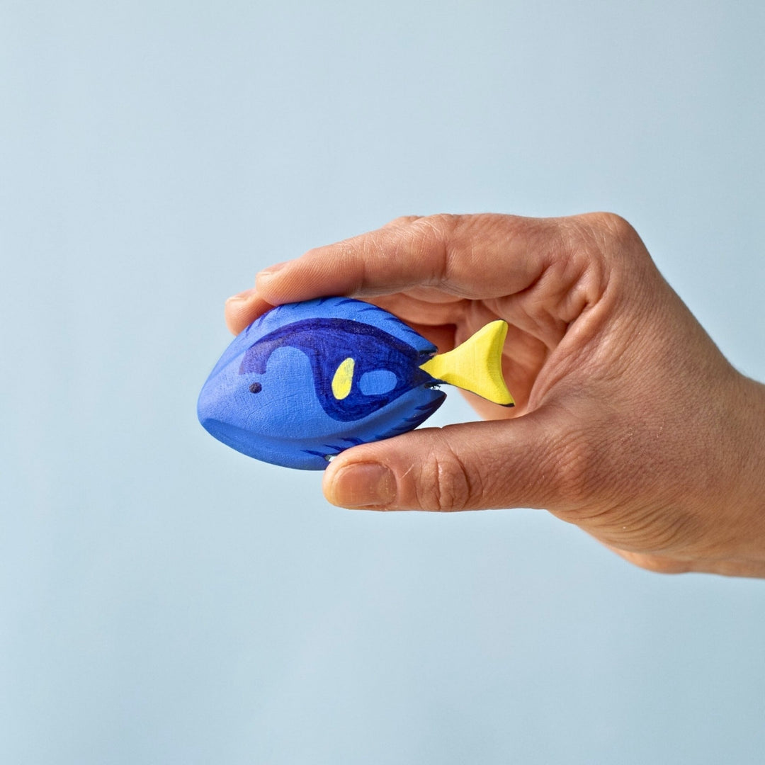 BumbuToys Wooden Sea Animal - Royal Blue Fish for Small World Play from Australia