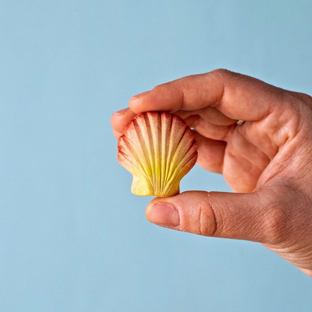 BumbuToys Wooden Sea Animal - Seashell - Orange for Small World Play from Australia