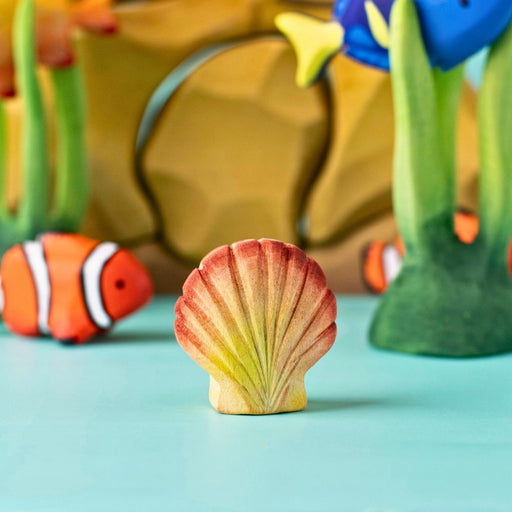 BumbuToys Wooden Sea Animal - Seashell - Orange for Small World Play from Australia