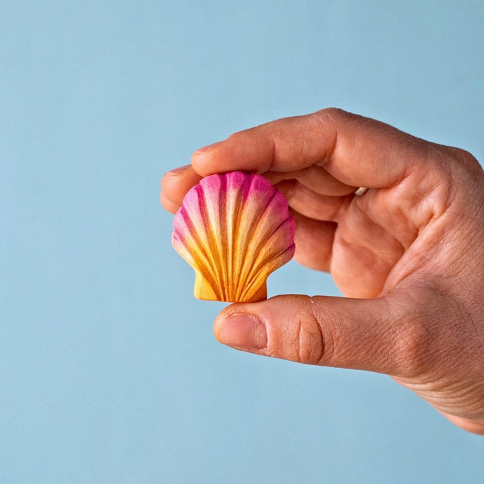 BumbuToys Wooden Sea Animal - Seashell - Pink for Small World Play from Australia