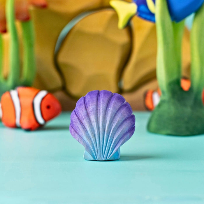 BumbuToys Wooden Sea Animal - Seashell - Violet for Small World Play from Australia