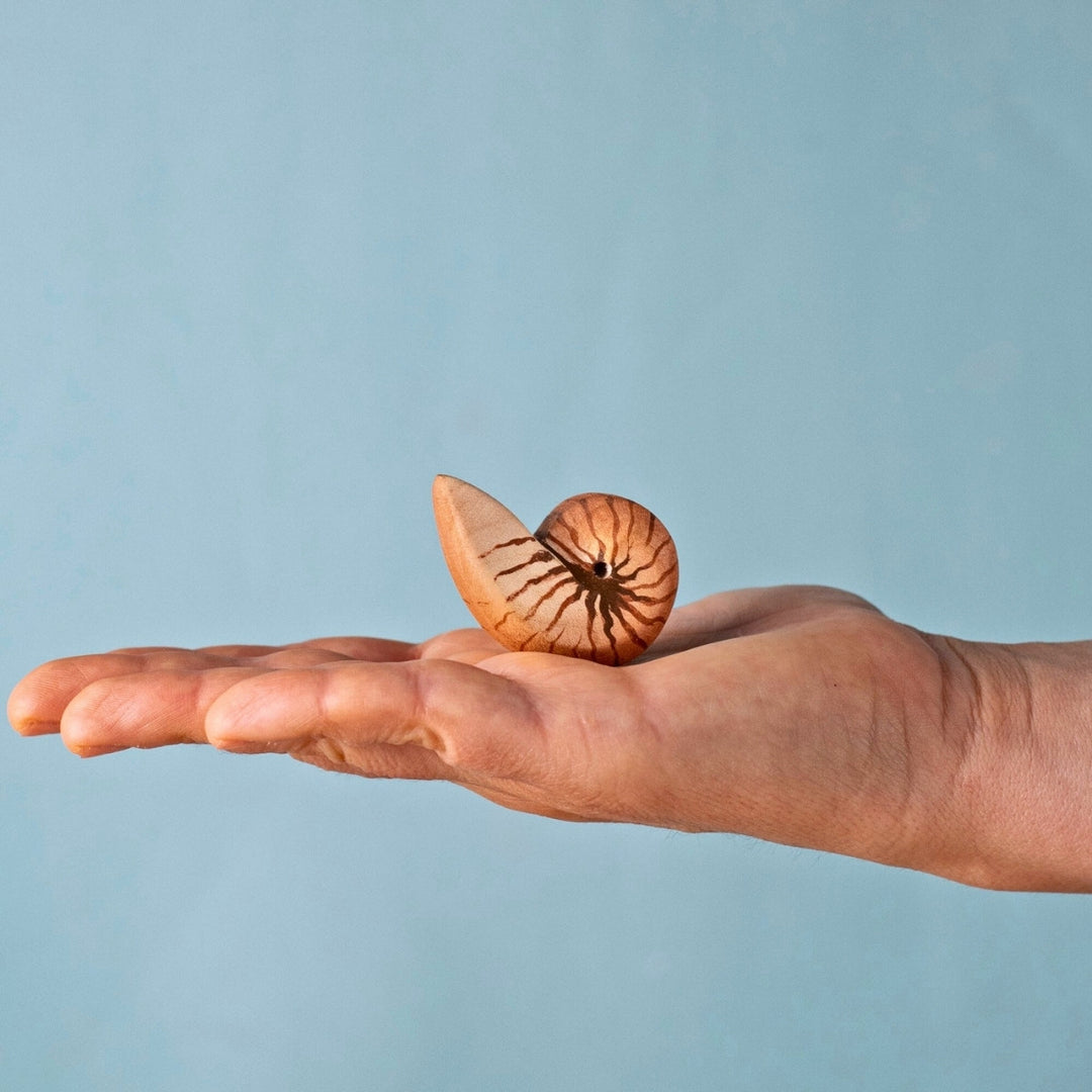 BumbuToys Wooden Sea Animal - Spiral Shell for Small World Play from Australia