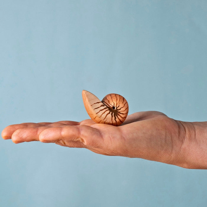 BumbuToys Wooden Sea Animal - Spiral Shell for Small World Play from Australia