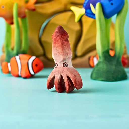 BumbuToys Wooden Sea Animal - Squid for Small World Play from Australia