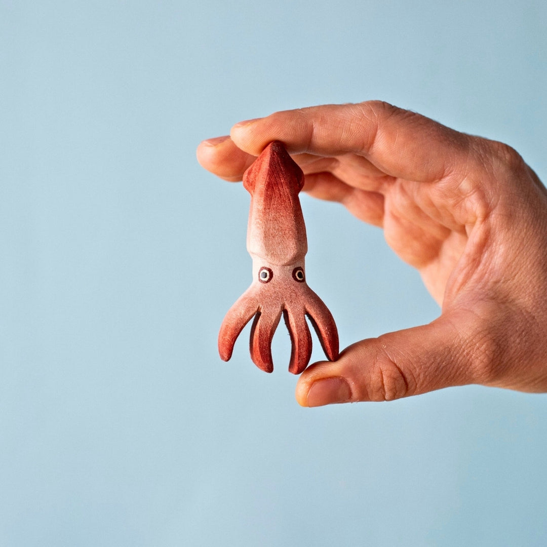 BumbuToys Wooden Sea Animal - Squid for Small World Play from Australia