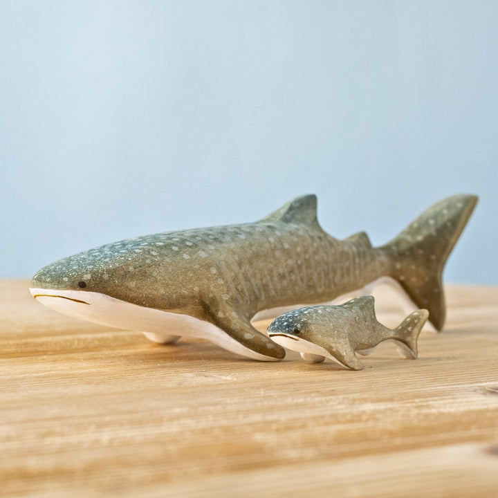 BumbuToys Wooden Sea Animal - Whale Shark Family - Set of 2 for Small World Play from Australia
