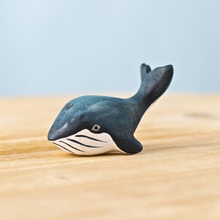 BumbuToys Wooden Sea Animals - Blue Whale Baby for Small World Play from Australia