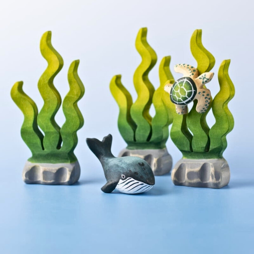 BumbuToys Wooden Sea Animals - Blue Whale Baby for Small World Play from Australia