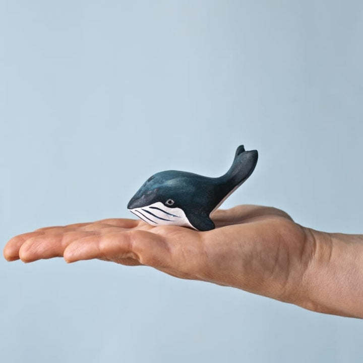BumbuToys Wooden Sea Animals - Blue Whale Baby for Small World Play from Australia