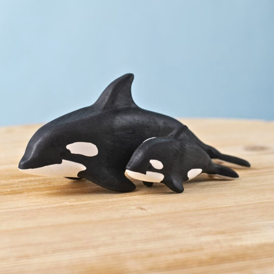 BumbuToys Wooden Sea Animals - Orca - Set of 2 for Small World Play from Australia
