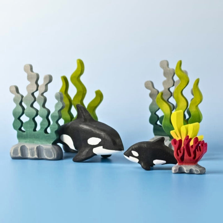 BumbuToys Wooden Sea Animals - Orca - Set of 2 for Small World Play from Australia