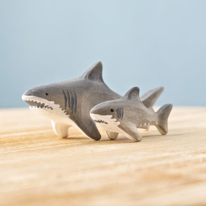 BumbuToys Wooden Sea Animals - Shark Family - Set of 2 for Small World Play from Australia