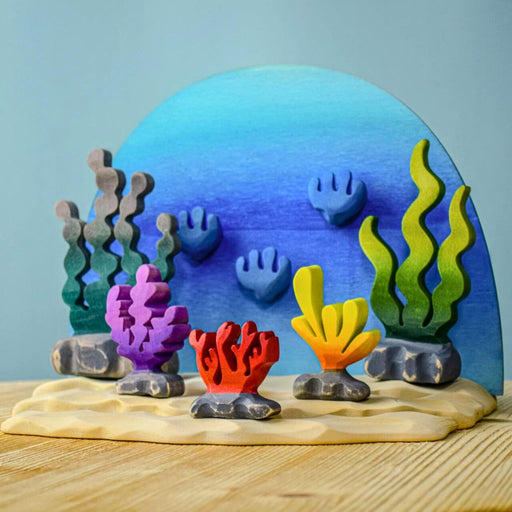 BumbuToys Handcrafted Wooden Figure Deep of the Ocean Set of 12 from Australia