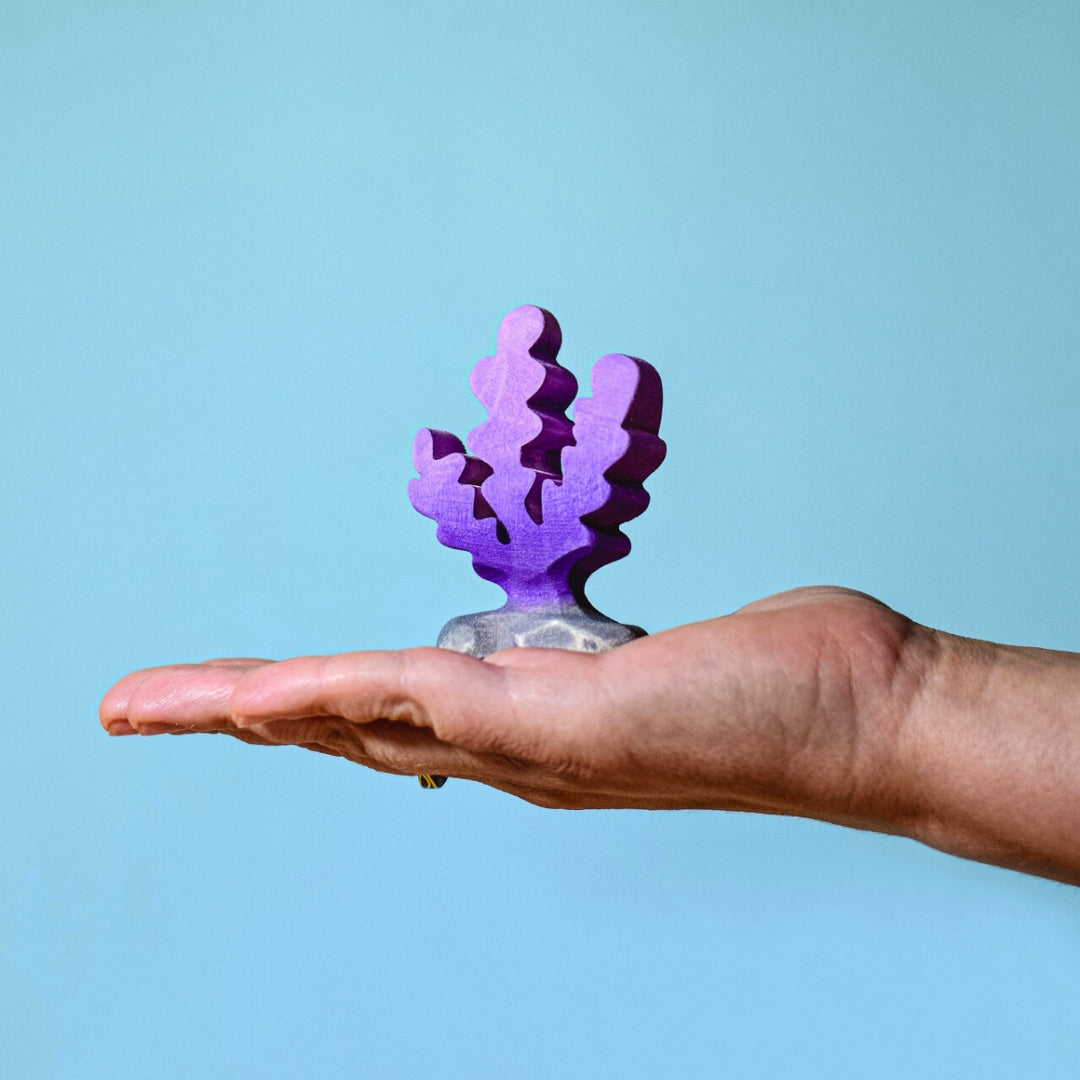 BumbuToys Handcrafted Wooden Sea Creature Figure Purple Seaweed from Australia