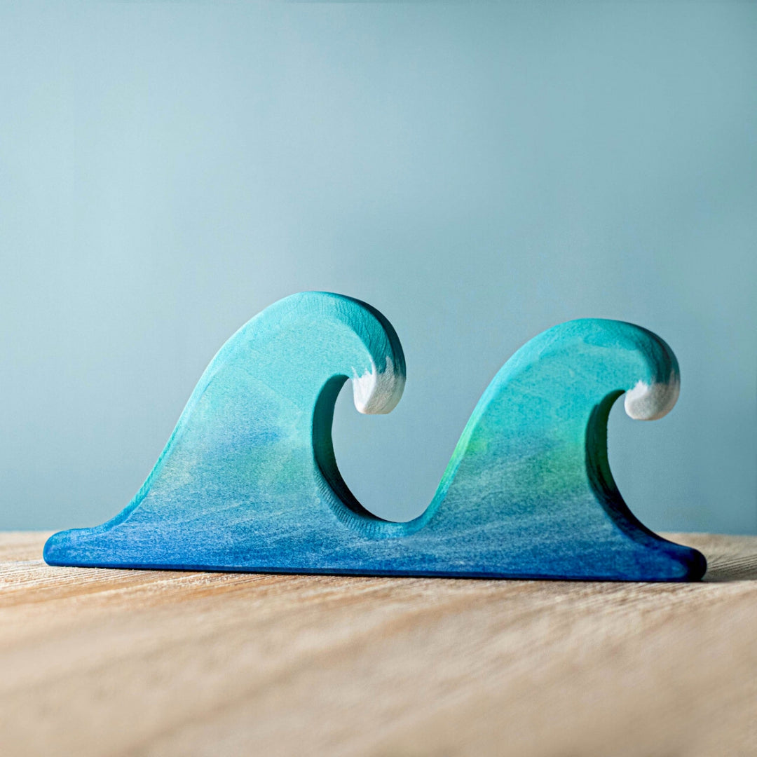 BumbuToys Handcrafted Wooden Seascape Figures Ocean Waves Set of 3 from Australia
