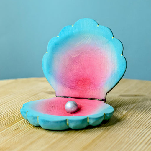 BumbuToys Handcrafted Large Shell with Pearl Wooden Toy from Australia