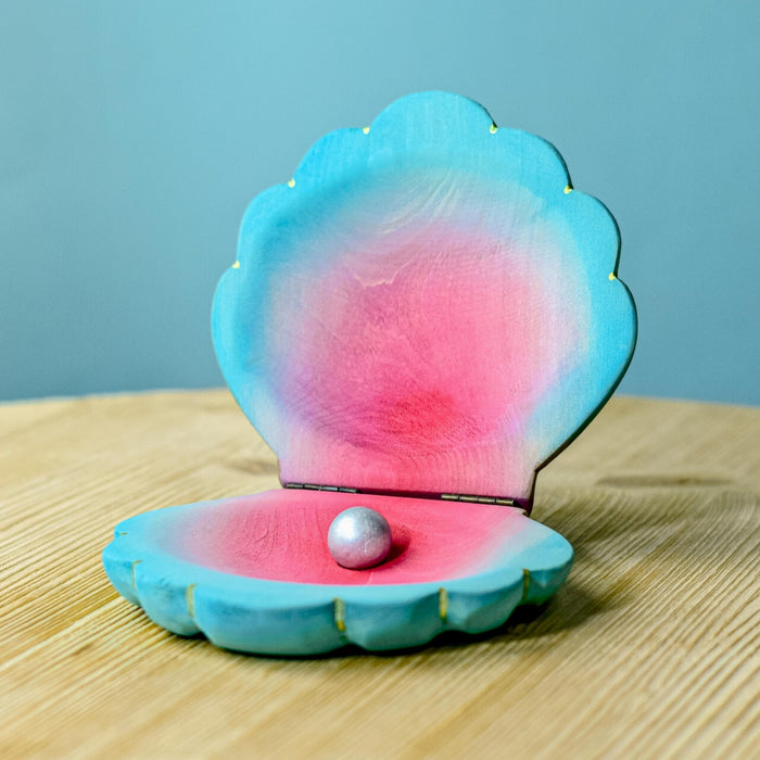 BumbuToys Handcrafted Large Shell with Pearl Wooden Toy from Australia