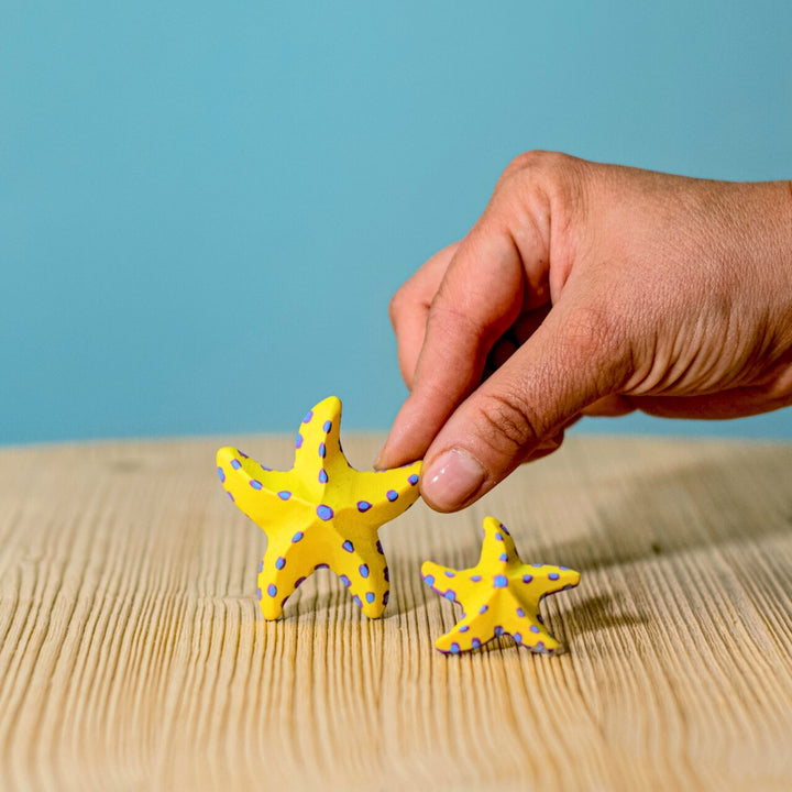 BumbuToys Handcrafted Wooden Starfish Set in Yellow from Australia