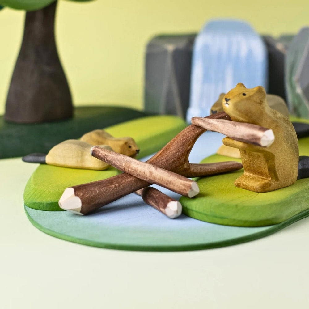 BumbuToys Wooden Tree Black Poplar Branch for Small World Play from Australia
