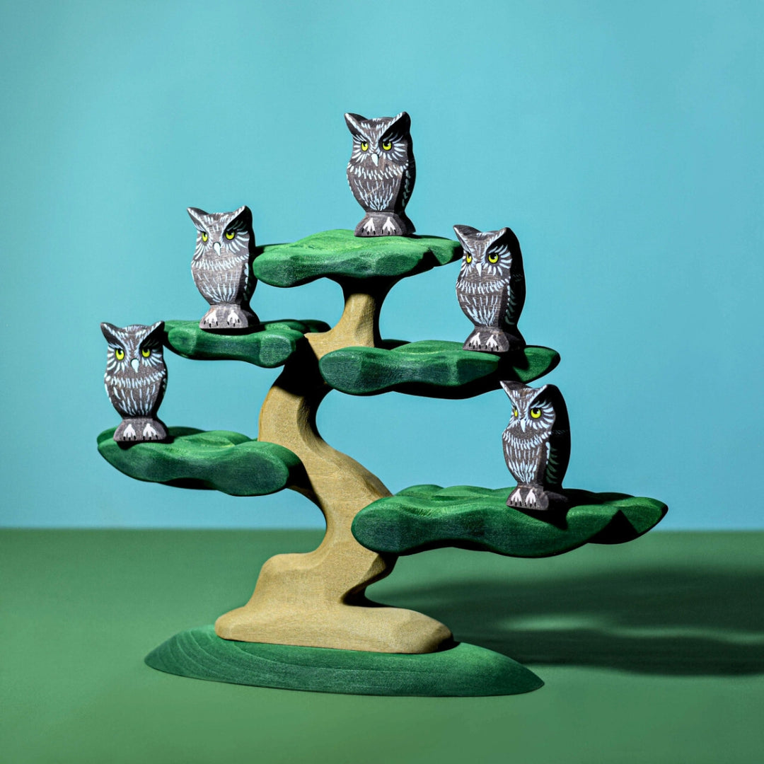 BumbuToys Handcrafted Wooden Tree Bonsai from Australia in a small-world play setting